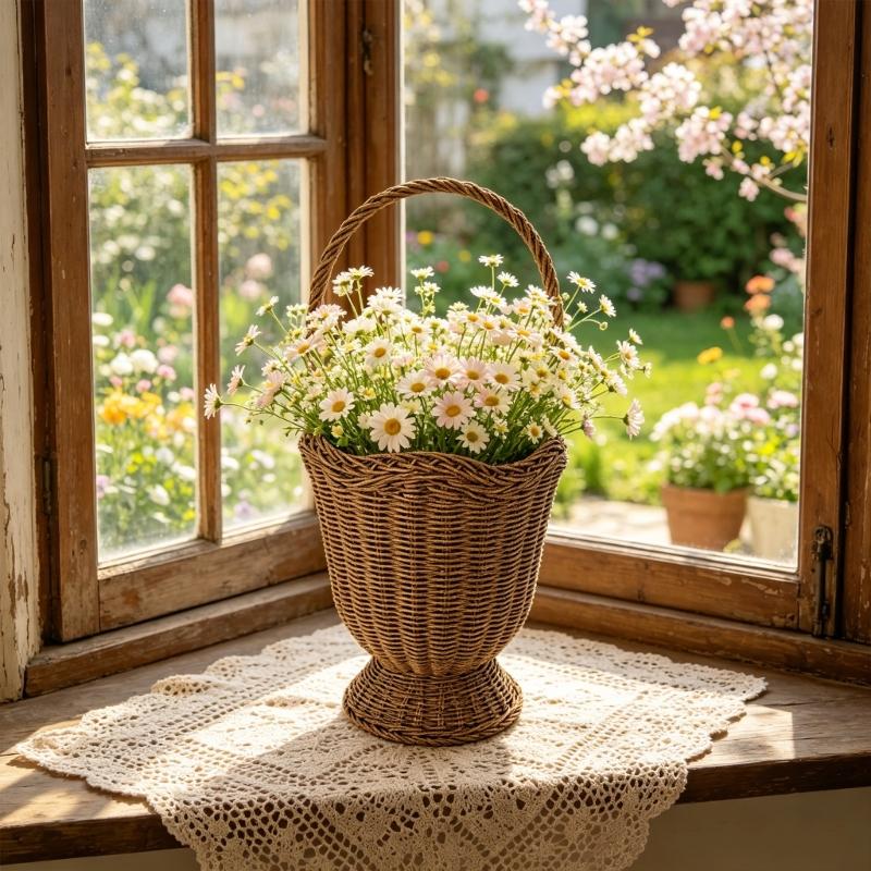 Vasi in Rattan Vasi da Fiore Intrecciati a Mano per Erba della Pampa Fiori Secchi Stili Bohemienne Vasi Rustici Centrotavola