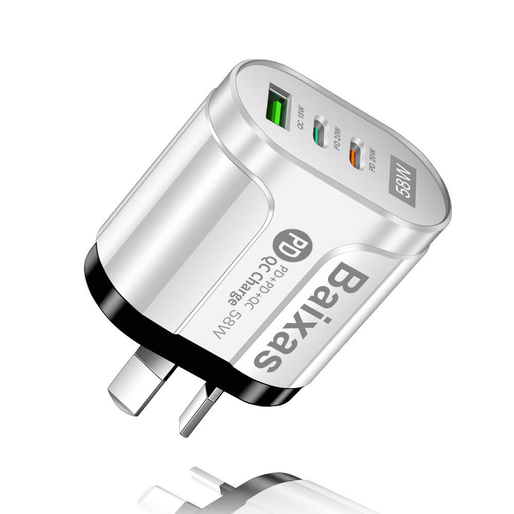 58W Dual Fast Charger with 2PD+QC3.0 - EU, US, UK, AU Plug