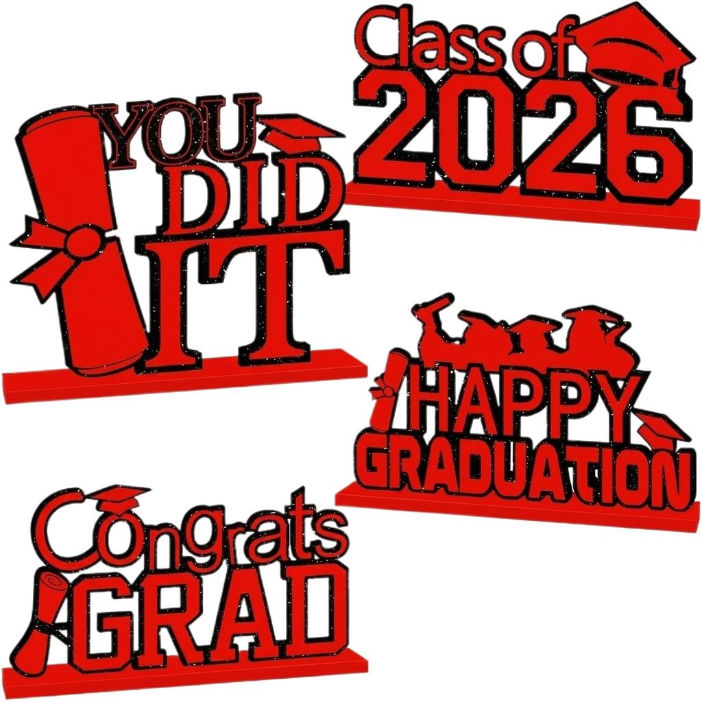 4-piece Graduation Decoration Set, Graduation Table Decoration, Multi-tiered Tray Decoration, Suitable For The 2026 Graduation .