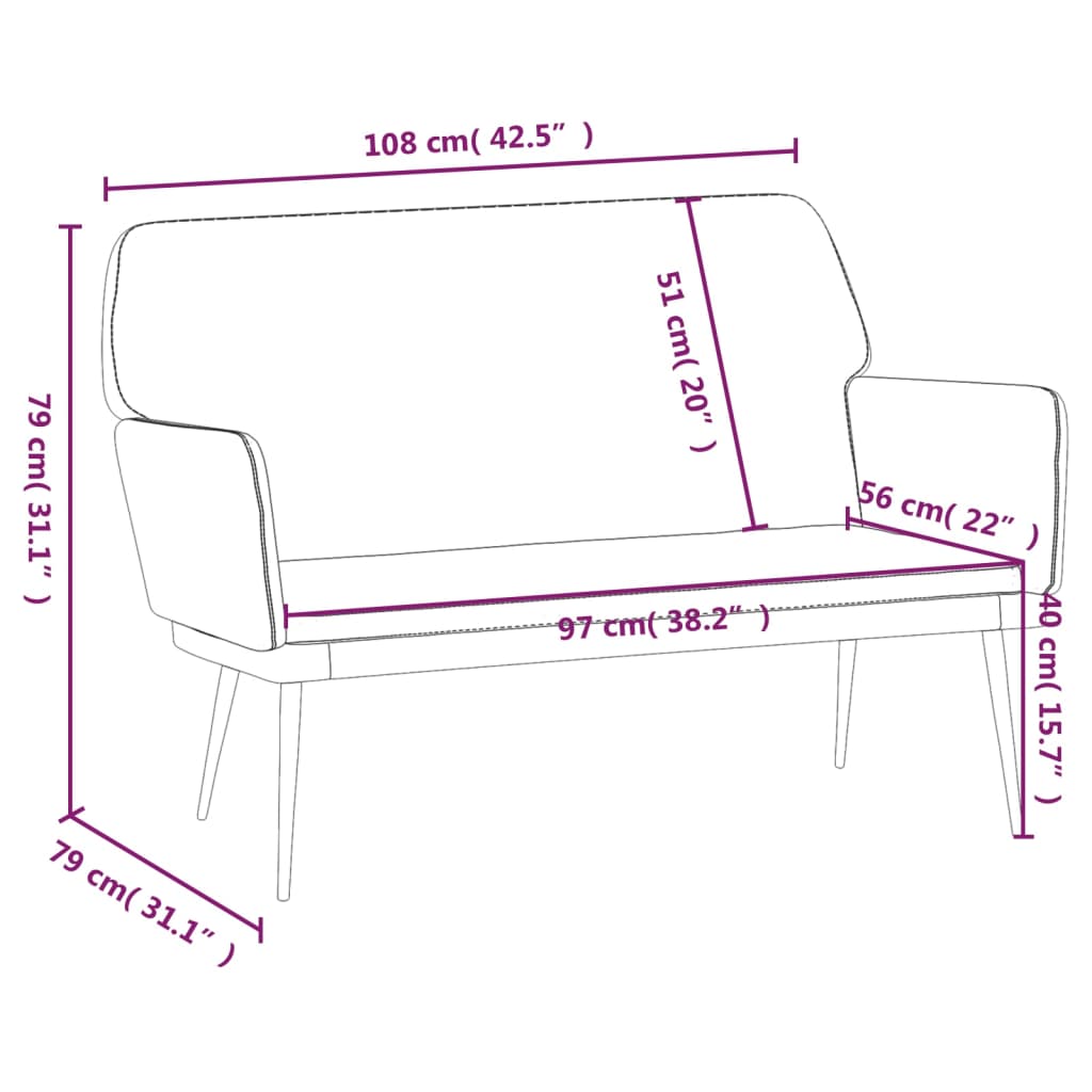 Vidaxl Bench, Light Gray, 108X79X79 Cm, Upholstered with Velvet