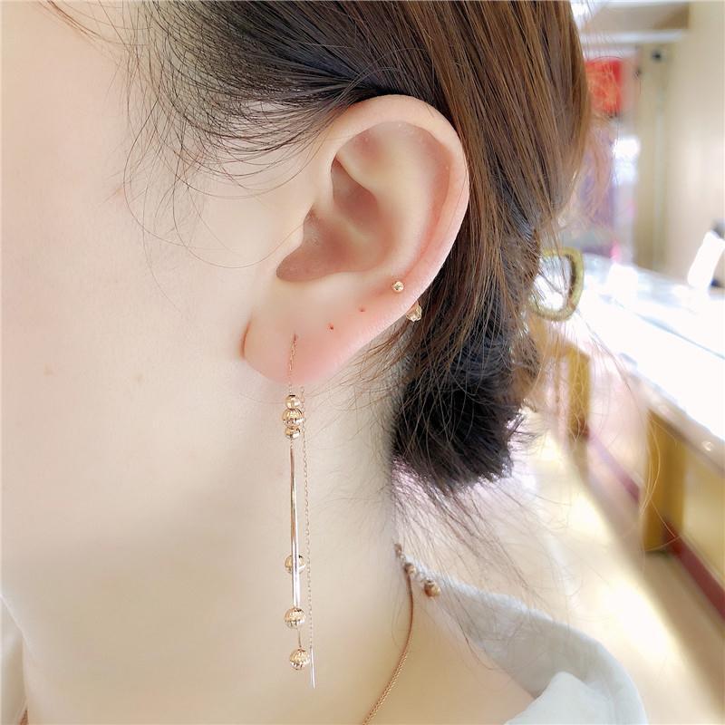 Exquisite Russian Purple Gold Fringed Lantern Ball Earrings, Exquisite Elegance, Super Fairy-Plated Rose Gold Long Earrings