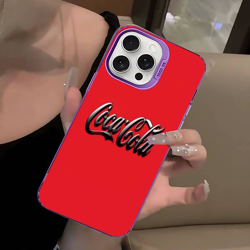 Hot C-Coca Drinks C-Cola For IPhone 17 16 15 14 Plus 13 12 11 Pro Max Matte Colorful Silver Phone Cover