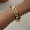 Vintage Wide Cuff Bangles Hip Hop Punk Hammered Texture Gold Color Geometric Metal Spring Bangles For Women Bracelets Men Jewelr