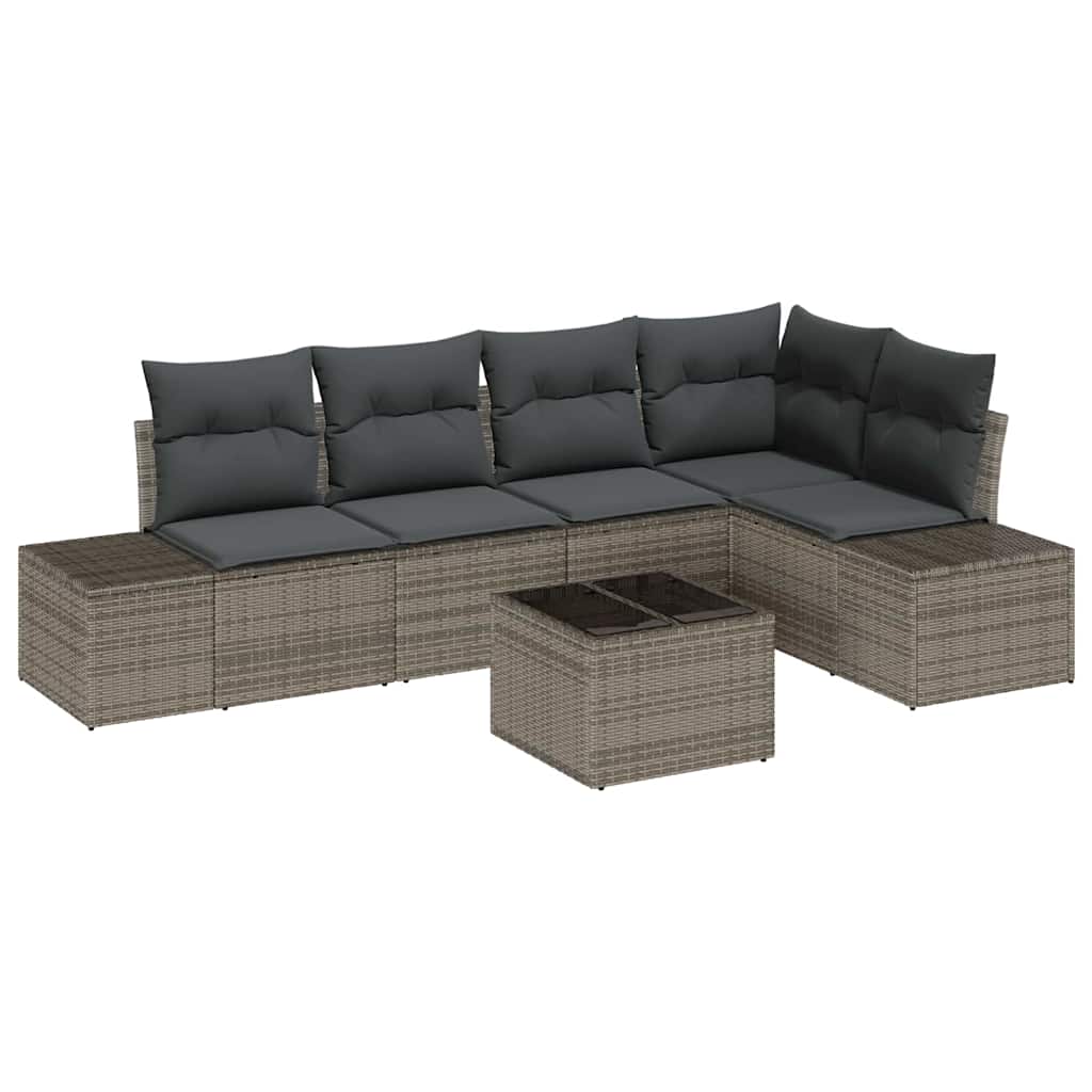 Garden Sofa Set with Storage Light Grey Poly Rattan