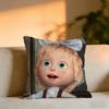 Masha And The Bear Cushion Cover Cozy Velvet Throw PillowSoft Warm Cushion For Sofa  Bed