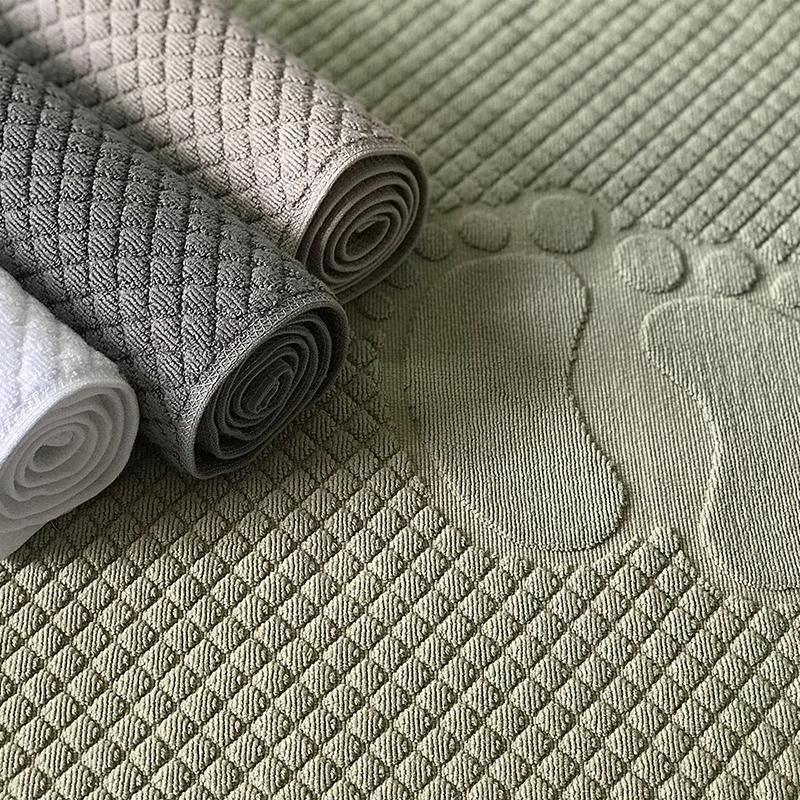 Jacquard Cotton Bath Mat Toilet Floor Mats Water Absorbent Bathroom Carpet Rugs Hotel Shower Room Wipe Feet Towels Pad tapis