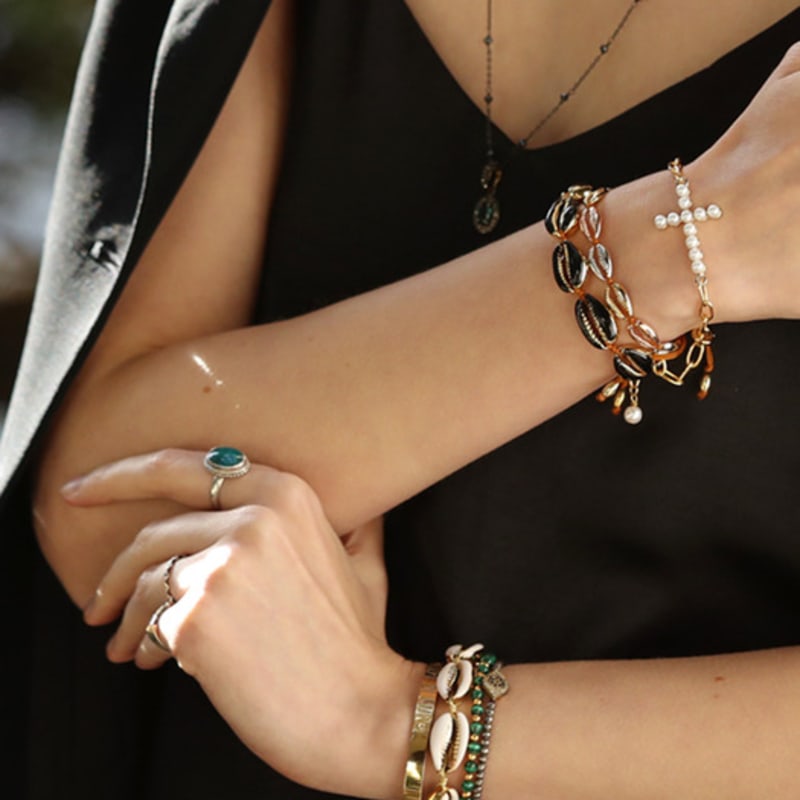 Al Rischa by Lupo Marrakesh Black Shell Bracelet