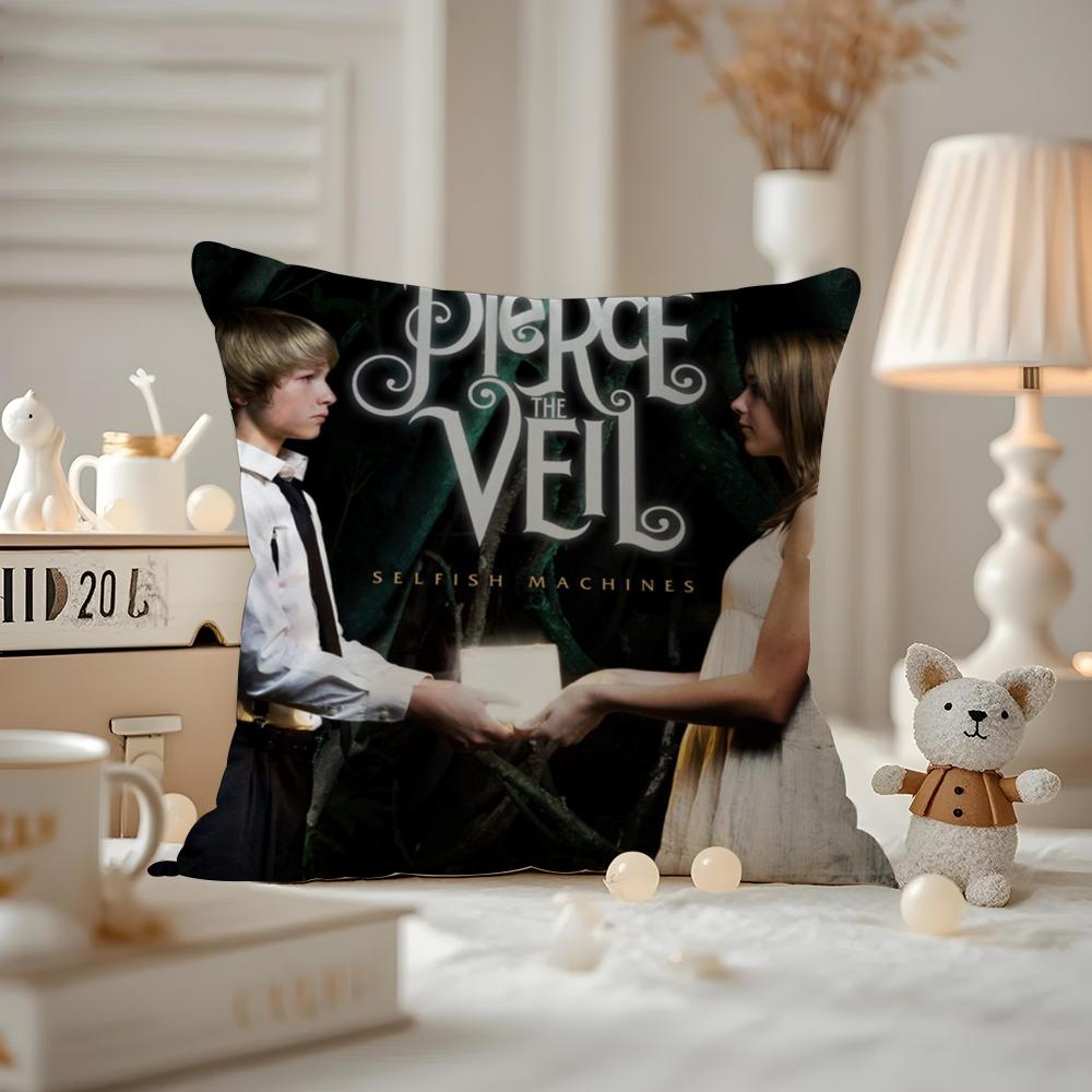 Pierce The Veil Cushion Cover Anti-dustmite Pillowcase Invisible Zipper Silky Short Plush Sofa Cushion Cover