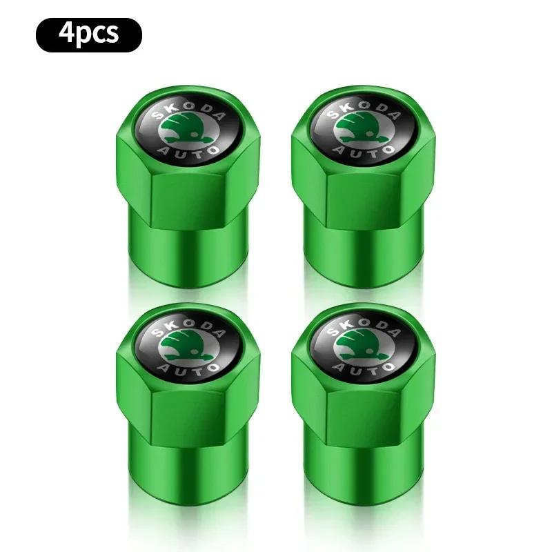 4 pcs Sport style kit Car valve stem caps cover Car accessories For Skoda Rapid Kodiaq Fabia Karoq Laura Superb 2 VRS Octavia