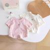 New Girls' Short Sleeved T-shirt Summer Sweet Cute Polka Dots Bowknot Baby Tops 1-9Years Kids Soft Breathable Tees Children's Clothing