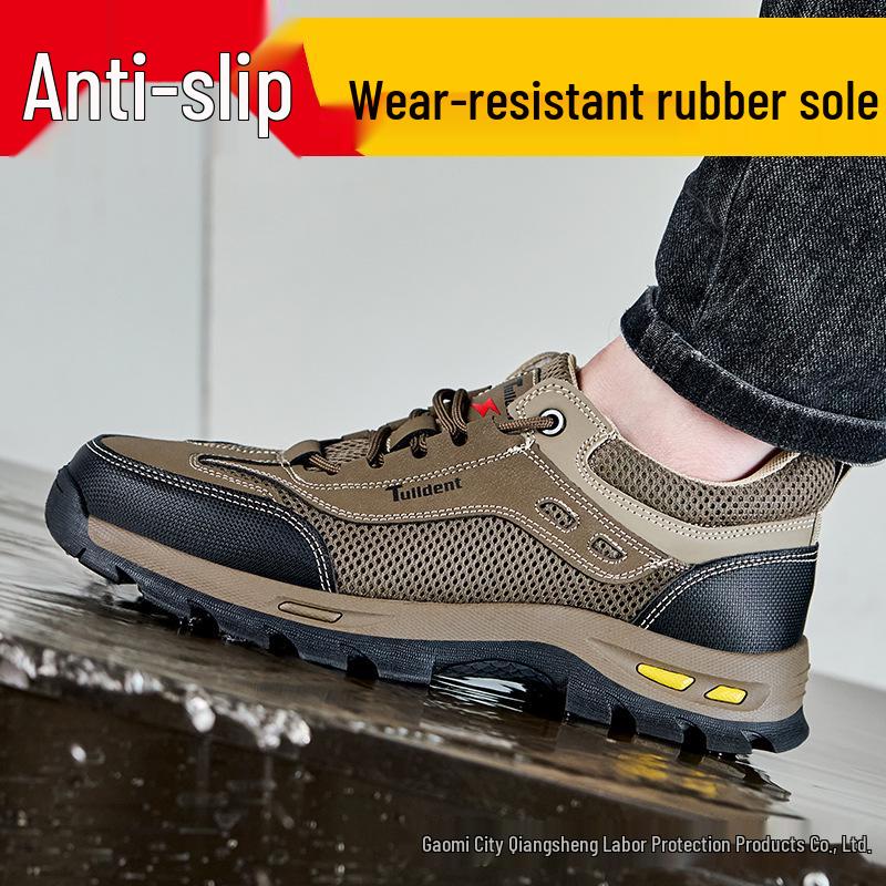 Four Seasons Men's Breathable Safety Work Shoes - Anti-Smash, Anti-Puncture, Insulated, Low-Top Construction Footwear