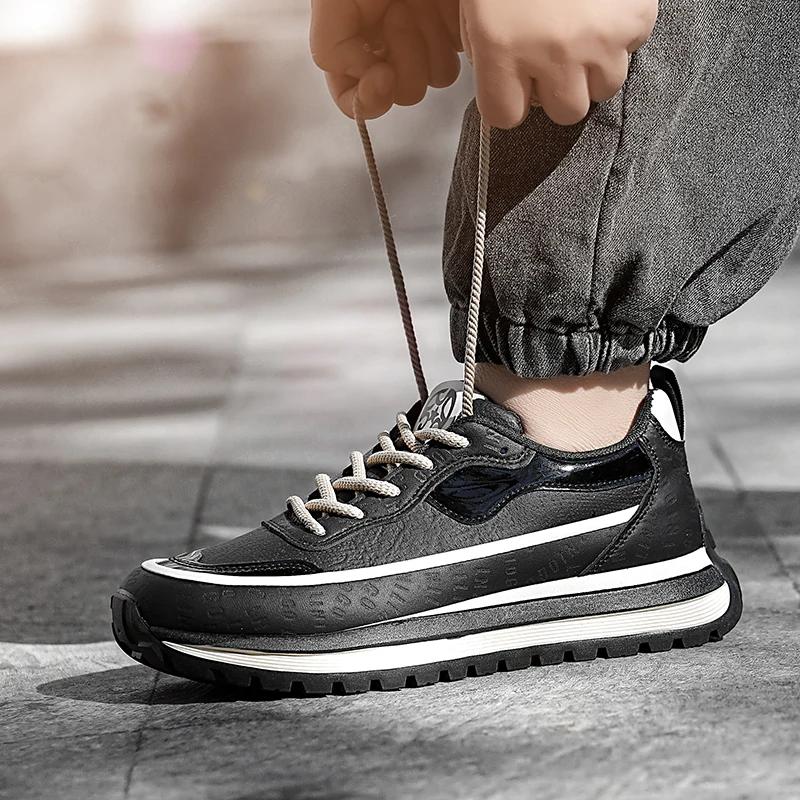 PARZIVAL Men Sneakers Casual Shoes Fashion Outdoor Sports Shoes Runner Tenis Trainer Leather Running Shoes