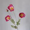 Silk Poppy Flower Flocking Simulation with 4 Heads for Decorative Photography