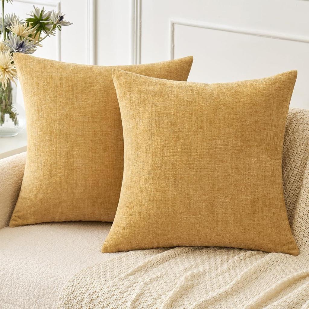 Chenille Kissenbezüge 45x45 cm Weich Dunkelgrün Dekorative Zierkissenbezüge Quadratische Kissenhüllen Unifarbene Kissenbezüge für Sofa