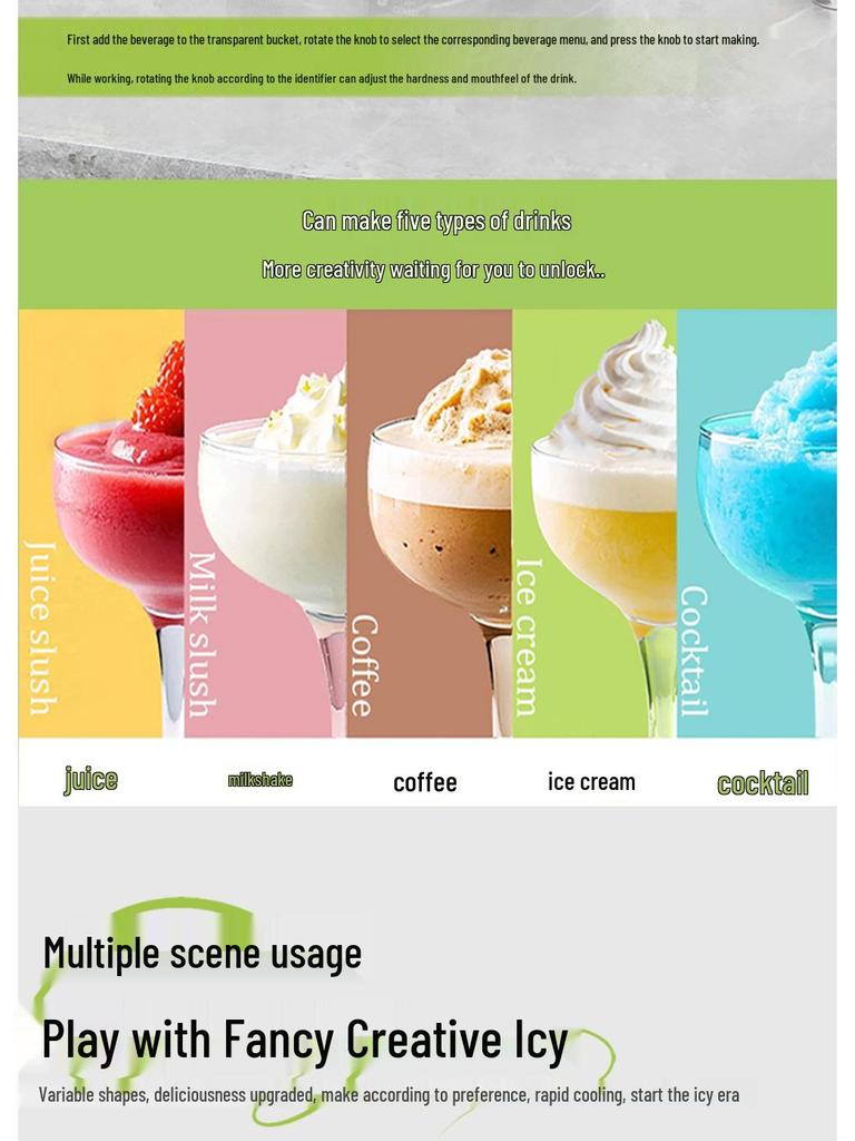 Kompakte Schnee-Schmelz- & Eismaschine: Multifunktionale Selbstreinigung für Milchshakes, Smoothies & Slush-Eis.