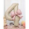 Extra Large Cream White Number Foil Balloons With Pink Bow, Suitable For Birthday Party Decoration, Anniversary Celebration