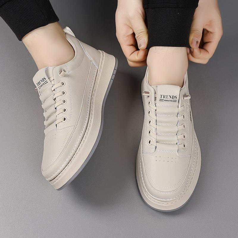 Men's Shoes 2025 Spring New Soft-soled Men's Casual Leather Shoes Trendy Shoes Board Shoes White Shoes Men