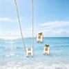 Aijia 18k Gold-Plated Enamel Necklace with H Pendant - Women's Fashion Accessory