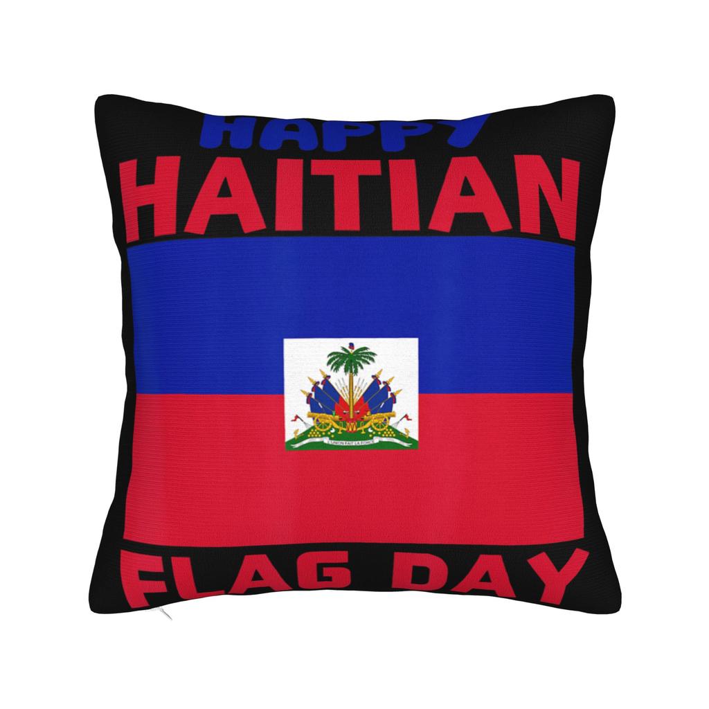 Haiti Haitian Flag Caribbean Souvenir Pillow Cover Comfy Cushion Cover Funny Pillow Case For Couch Sofa Bedroom