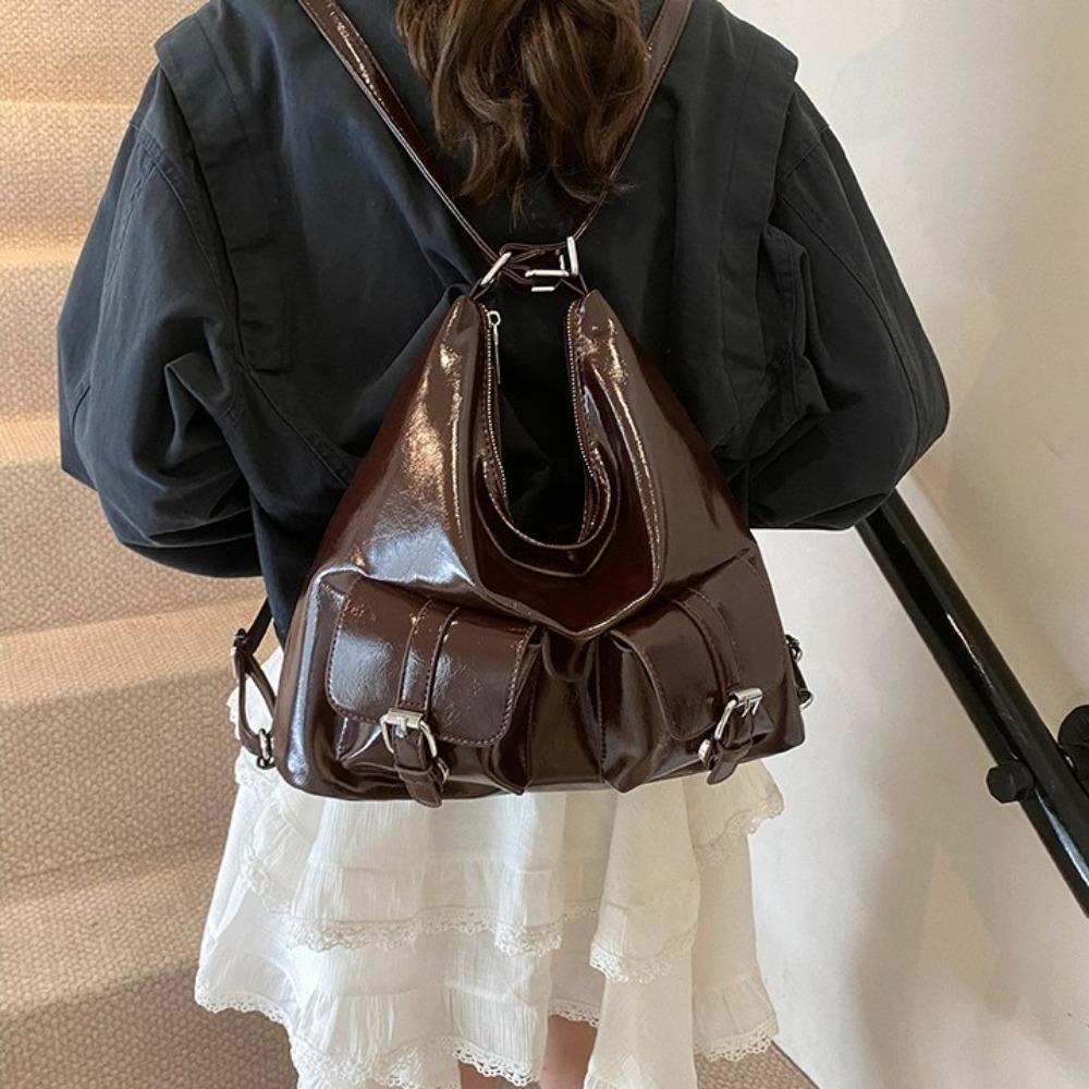 Large Capacity Multiple Pockets Backpacks Solid Color Women's Backpack  Ladies/Girls