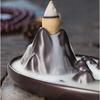 Ceramic Backflow Incense Burner Mountain Stream Design Smoke Waterfall Incense Holder for Home Office Meditation and Relaxation Use
