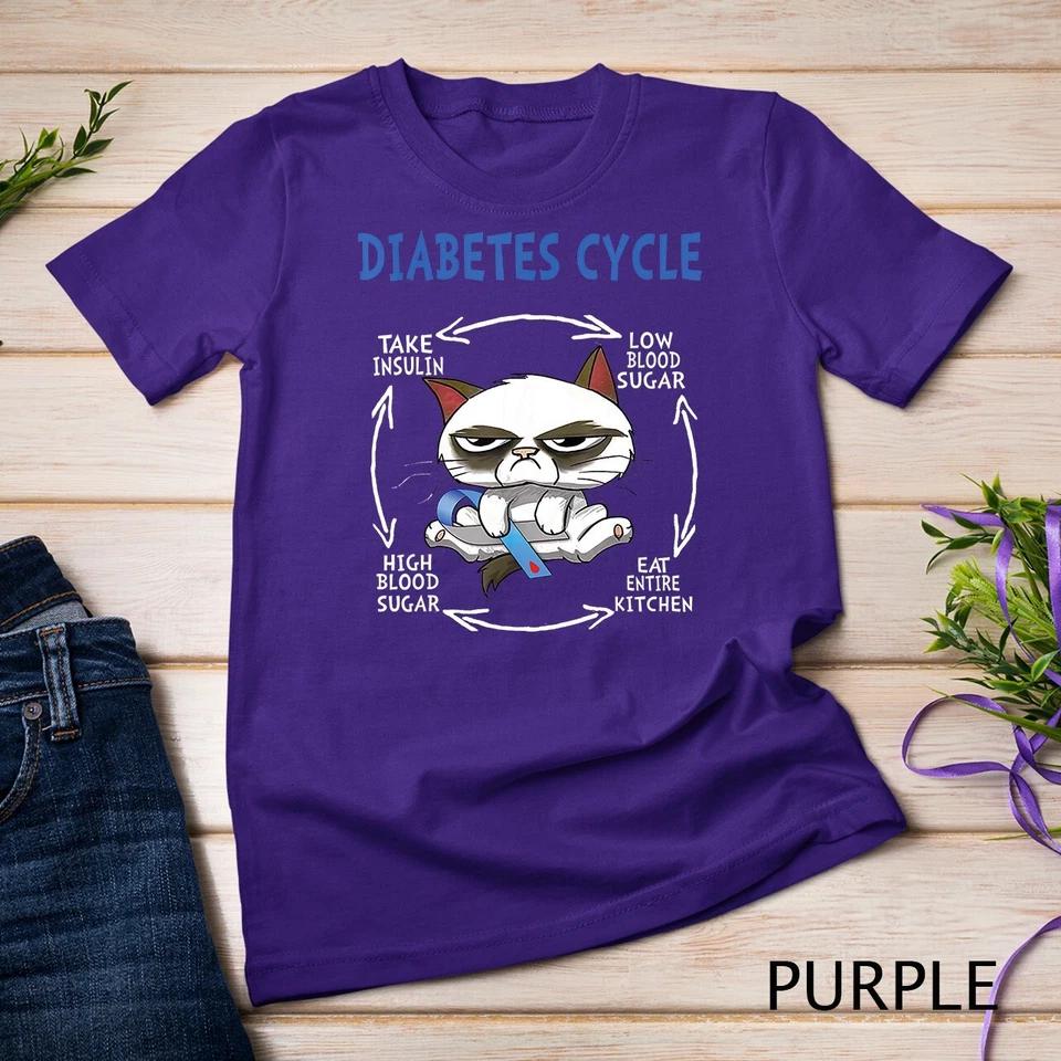 Diabetes Cycle, Diabetes Awareness, Funny Cat Outfits T-Shirt Unisex T-shirt 7 S