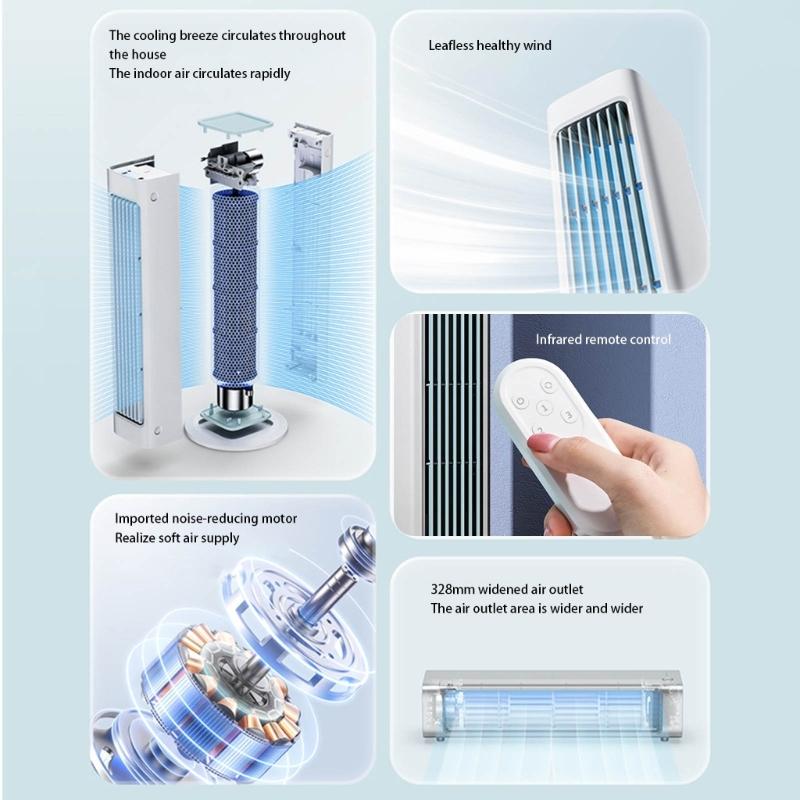 Standing Leafless Tower Fan with Remote Control Wall-mounted Bladeless Air Conditioner Fan for Office Home Use