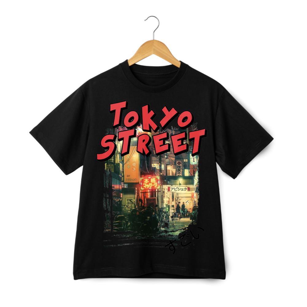 Tokyo Street Graphic T-Shirt Japanese City Night Urban Style Streetwear Tee XXL