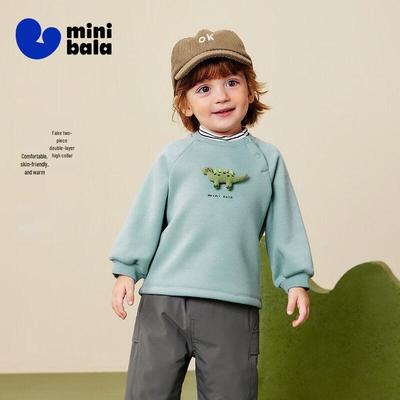Minibala Jungen Dinosaurier Fake Zweiteiler Hoher Kragen Sweatshirt