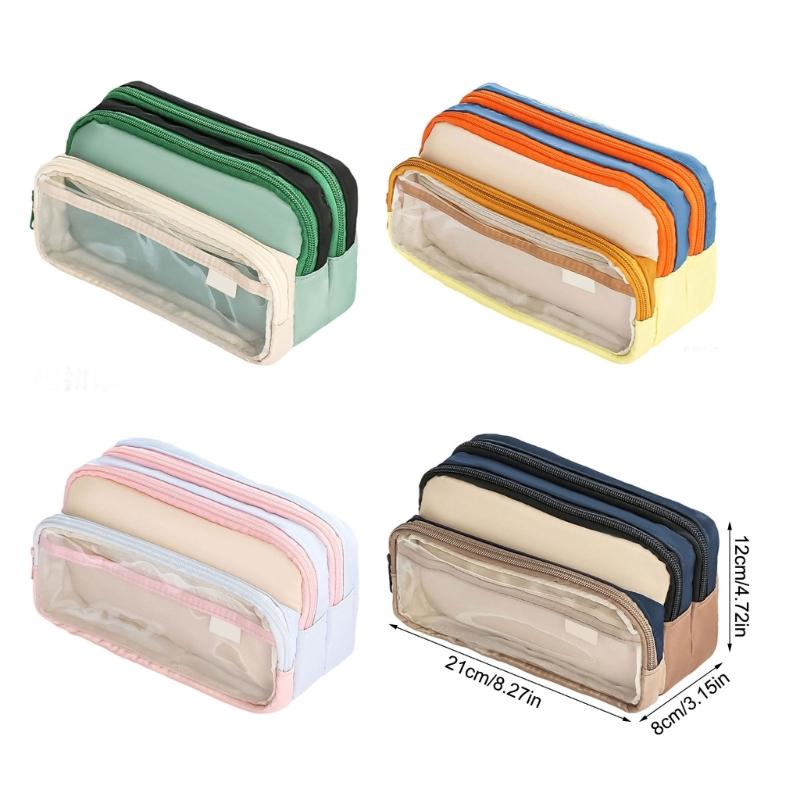 Large Capacity Pencil Bag Japanese Styles Pencil Case Pen Pouch Clear Pencil Pouch Pen Case School Office Supplies