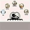 Metal Heart Key Holder with 7 Hooks Rustproof Wall Mounted Decorative Rack for Home Entryway Kitchen