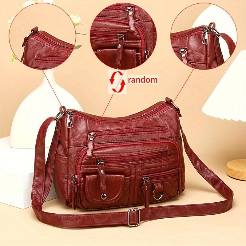 

Большая вместимость мягкая одно плечо кроссбоди косая сумка 2024 зимние женские повседневные маленькие сумки красный