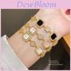 Geometric Cubic Zirconia Gold Plated Bracelet For Women With Vintage French Style