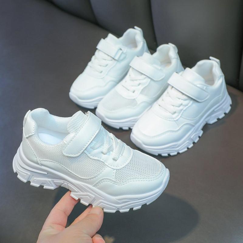 Kids' Mesh Sneakers Girls' White Mesh Breathable Casual Shoes Boys' Running Shoes
