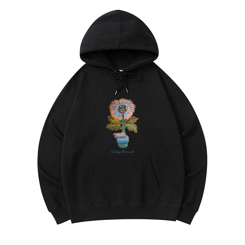 

300 GSM Men s Healthy Cotton Hoodies Flower Eyes Print Premium Cotton Sweatshirt