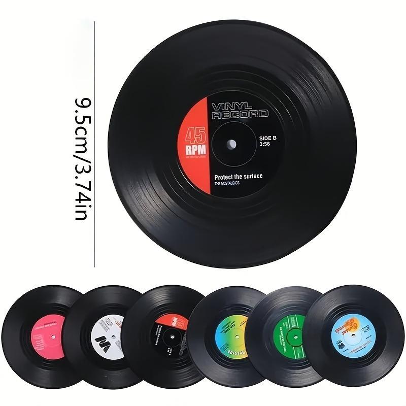 1pc Retro Vinyl Record Coaster Set with Storage Stand - Heat-Resistant, CD-Shaped Drink Mats for Coffee & Tea Cups