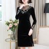 Plus Size Velvet Dress  Long Sleeve Woman Spring Autumn A-line Dress Woman Mid-length Slim Dress for Party