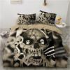 Halloween Sugar Skull Bedding Set Comforter Cover With Pillowcases 3D Print King Size Duvet Cover For Terror Rose Bone Grey
