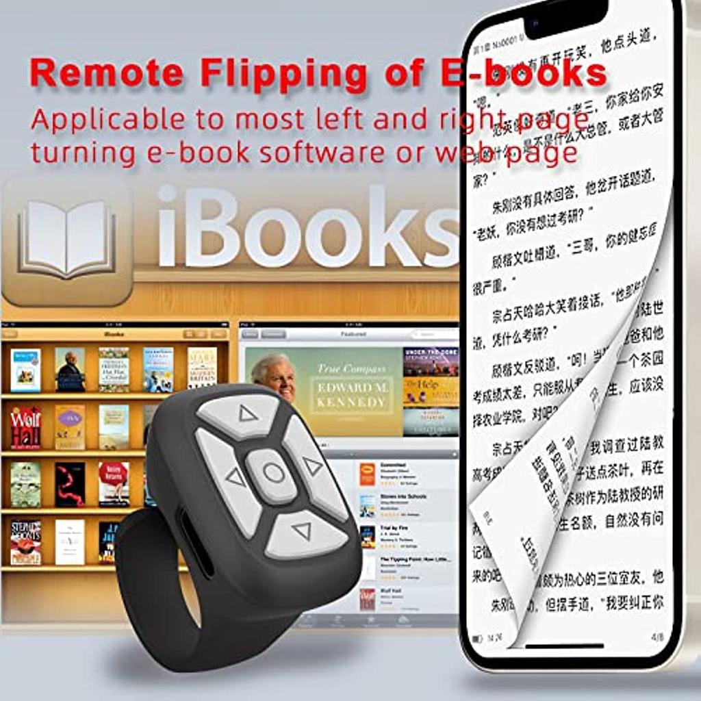 TIK TOK Mobile Phone Remote Control Bluetooth Page Turner for OS 15.0 Android 8.0 or Above for iPhone/iPad/HarmonyOS