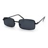 SA106 Men's Retro Vintage Narrow Rectangular Pongee Metal Sunglasses, All Black, 5 12" (140mm) x 1 14" (32mm)