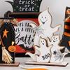 Holz Halloween Holzdeko Handarbeit Langlebig Kürbis Geist Fledermaus Ornamente Frohes Halloween Spaß Tischdekoration