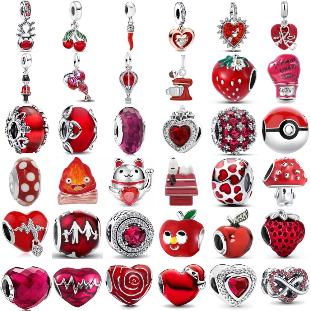 Red Apple Strawberry Beads. Lobster Cherry Pendant, Suitable For European Original Bracelet Diy Women'S Exquisite Jewelry