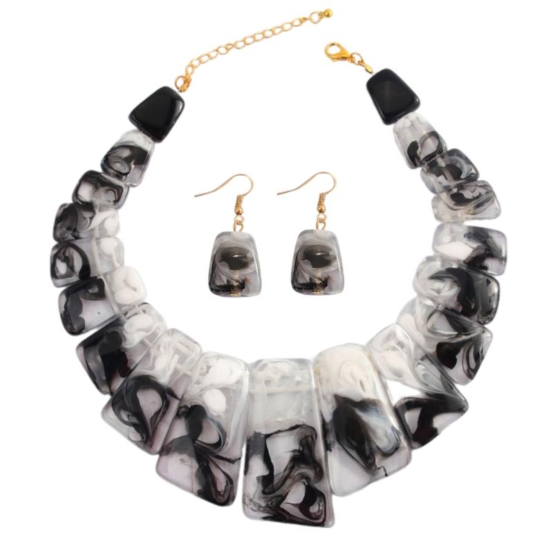 Schlüsselbeinkette Halskette und Hängeohrringe Set Markantes Halsketten- und Ohrringset für Frauen, die Vintage-Charme lieben