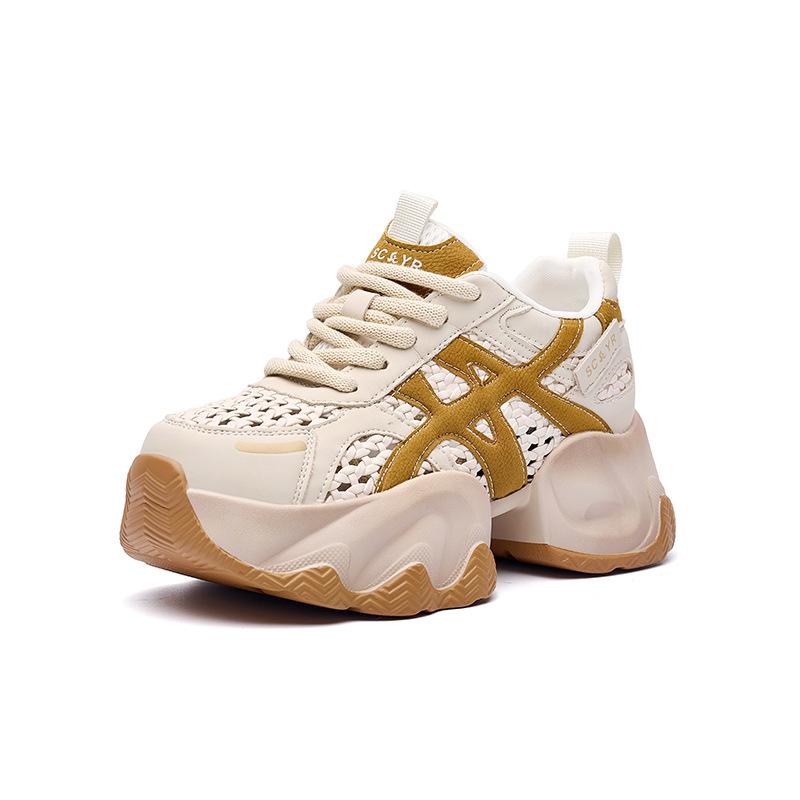 

Inner heightening dad shoes women s outer wear 202 summer new thick-soled children s casual leather breathable sports women s shoes 40 жёлтый