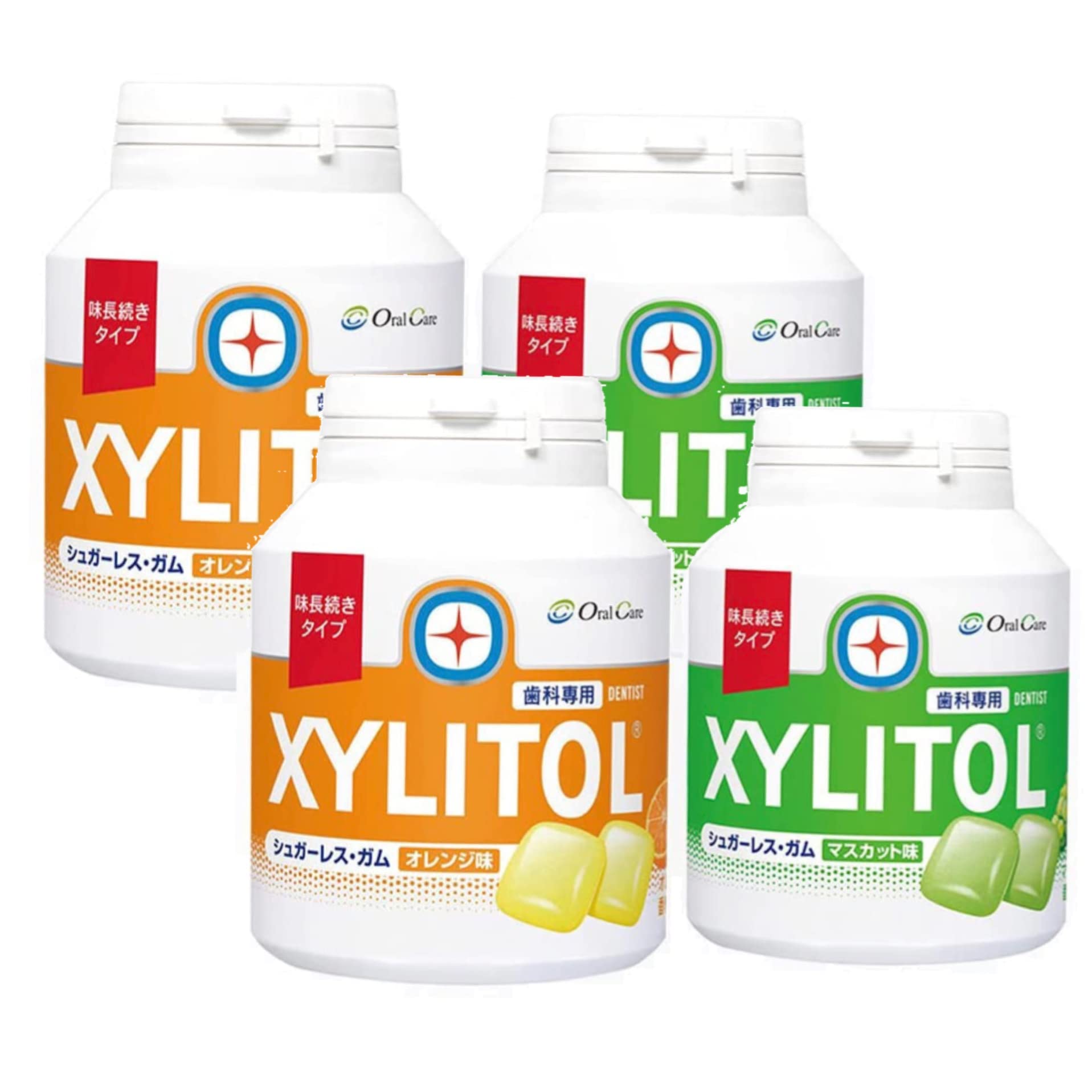 

of Xylitol Bottle Type 4 Pieces [Set 2] Long-Lasting Gum, (Muscat & Orange), белый