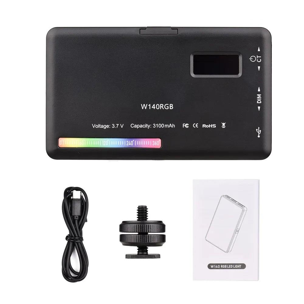 W140 RGB LED Video Light Kit Pocket Video Conference Lighting 2500K-9000K Dimmable