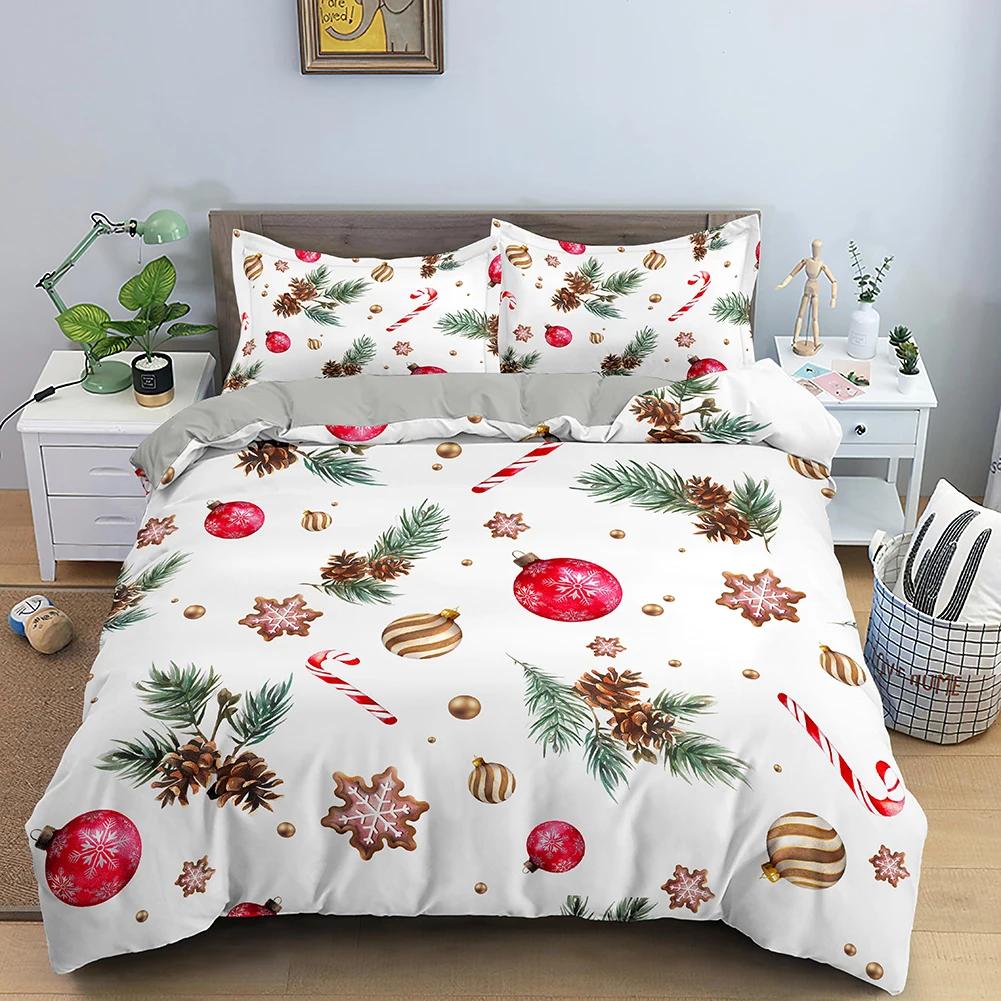 Red Merry Christmas King Queen Duvet Cover Kids Christmas Quilt Cover Santa Claus Bedding Set 1/2Pcs Microfiber Comforter Cover