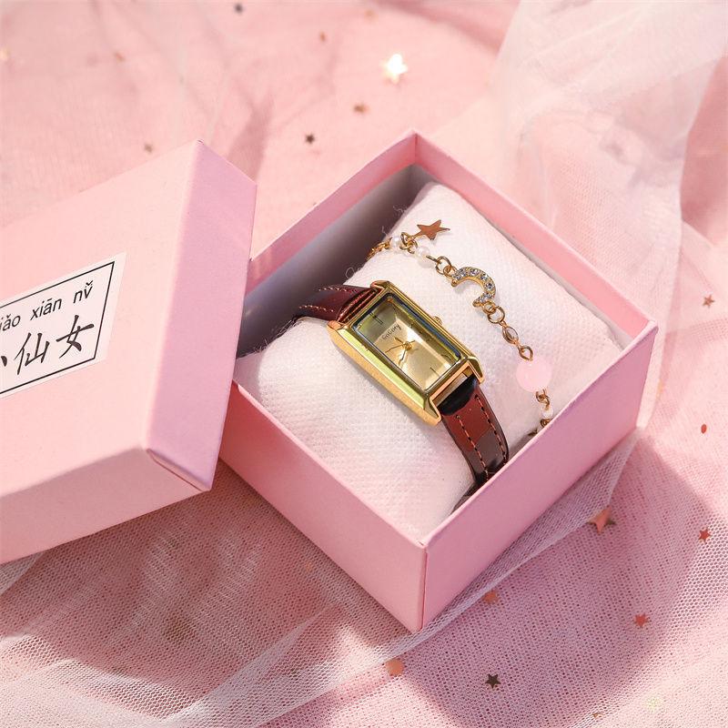 Rectangle Watch Women's Simple Light Luxury High Value Student Temperament Belt Watch Waterproof Small Dial