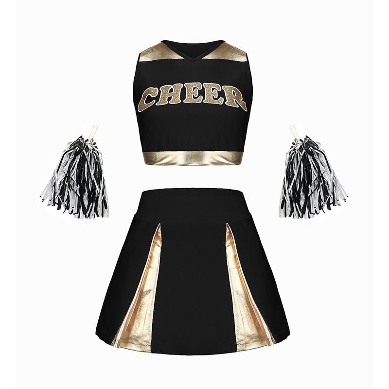 Womens Sexy Cheerleading Dance Costume Short Skirt Set Performance Competition