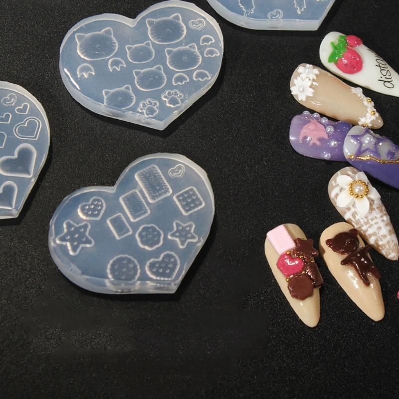 Silicone Nail Art Handicrafts Moulds DIY Nail Tools Accessories Nail Carving Molds Silicone Material for Nail Decoration